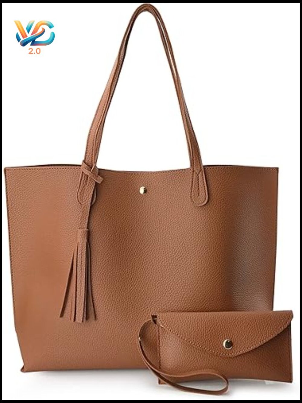 Pebbled Faux Leather Tote Handbag Medium Magnet Snap Closure